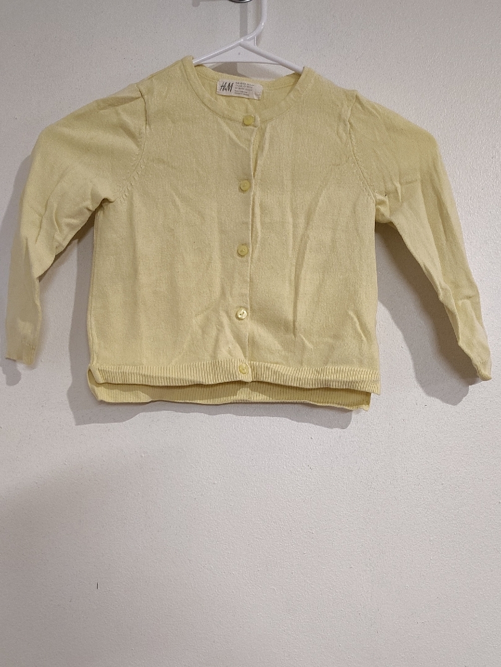 H&M Pale Yellow Girls Button-Up Cardigan